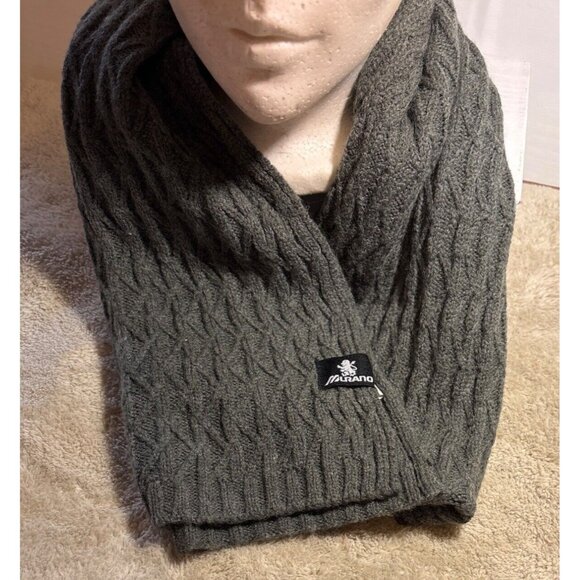 Murano Scarf Wool Blend Cable Knit Men In Dark Gray Charcoal 8 X 64" - Picture 3 of 9